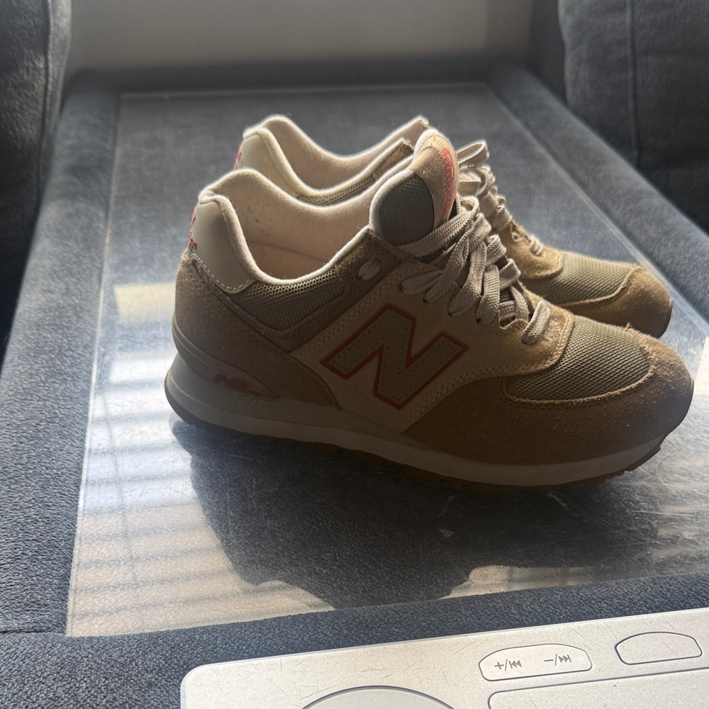 New Balance Tan and Gray Sneakers